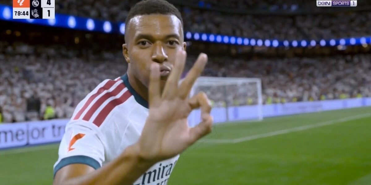 هاتريك مبابي في مباراة ريال مدريد وريال سوسيداد بالدوري الاسباني